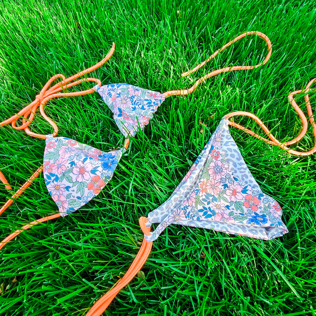Floral and Leopard Reversable Bikini Bottom Base