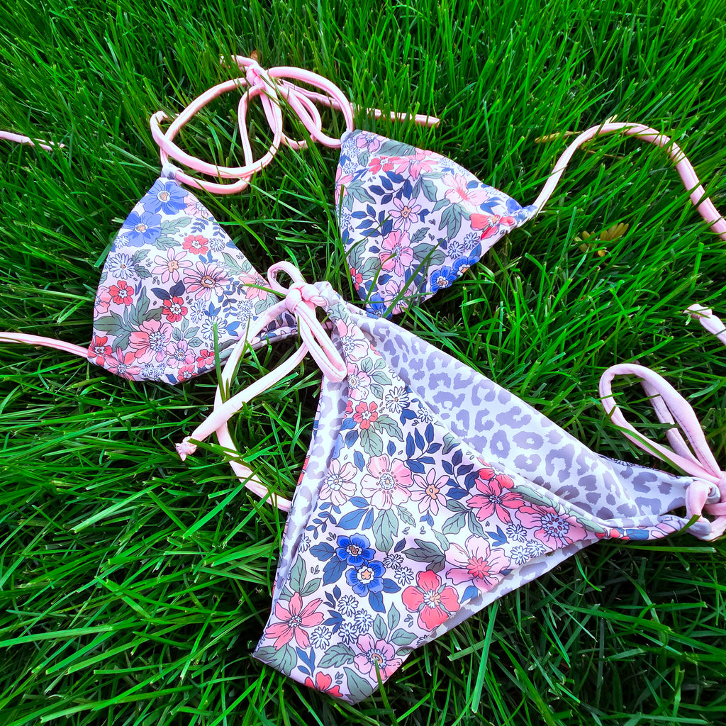 Floral and Leopard Reversiable Bikini Bottom Base