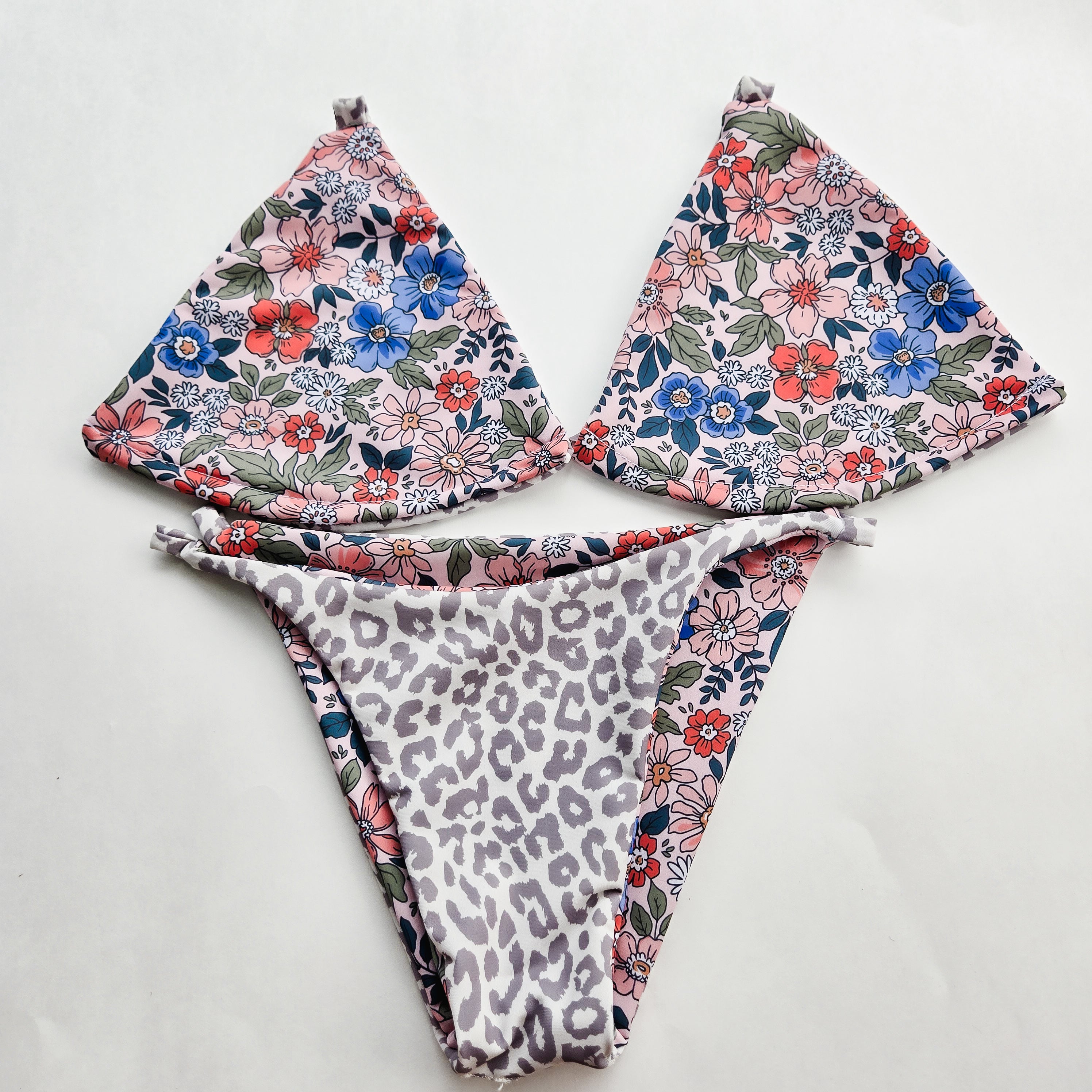 Floral and Leopard Reversiable Bikini Top Base