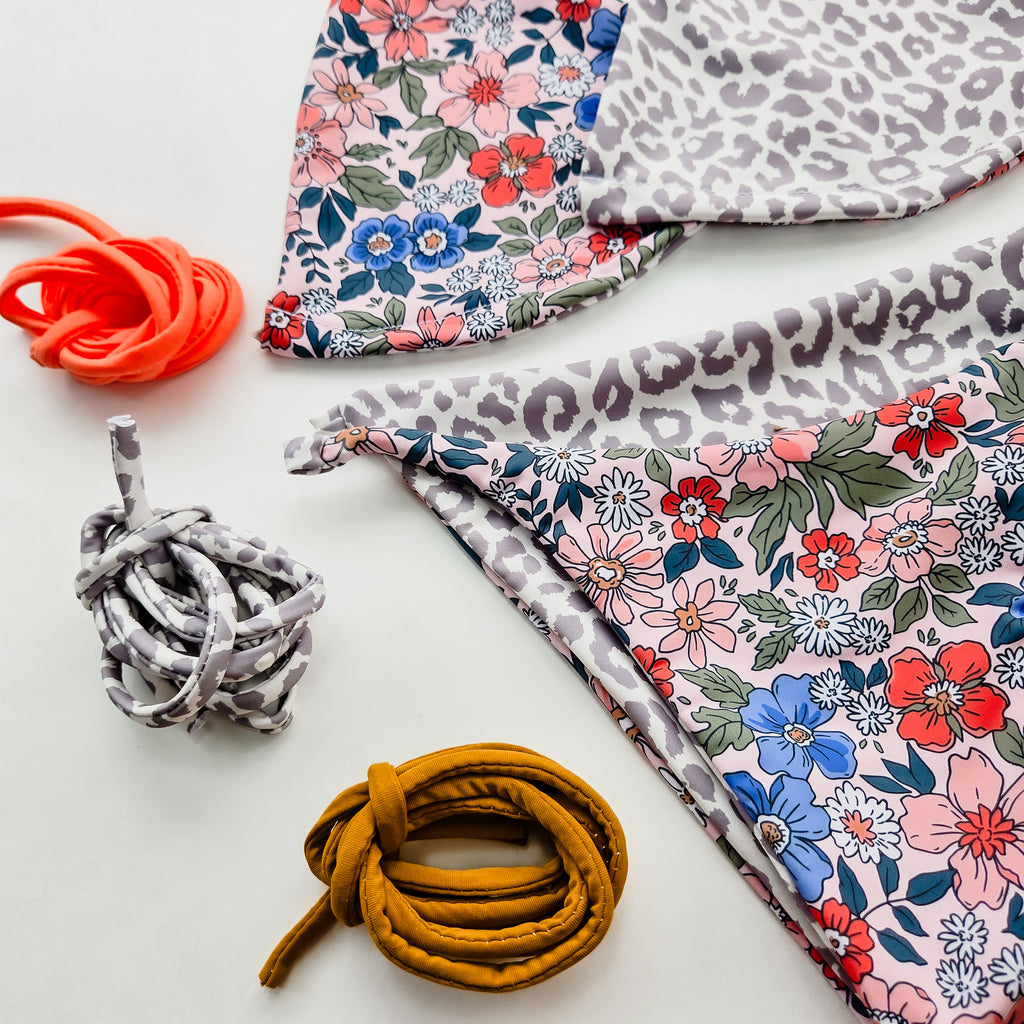 Floral and Leopard Reversiable Bikini Top Base