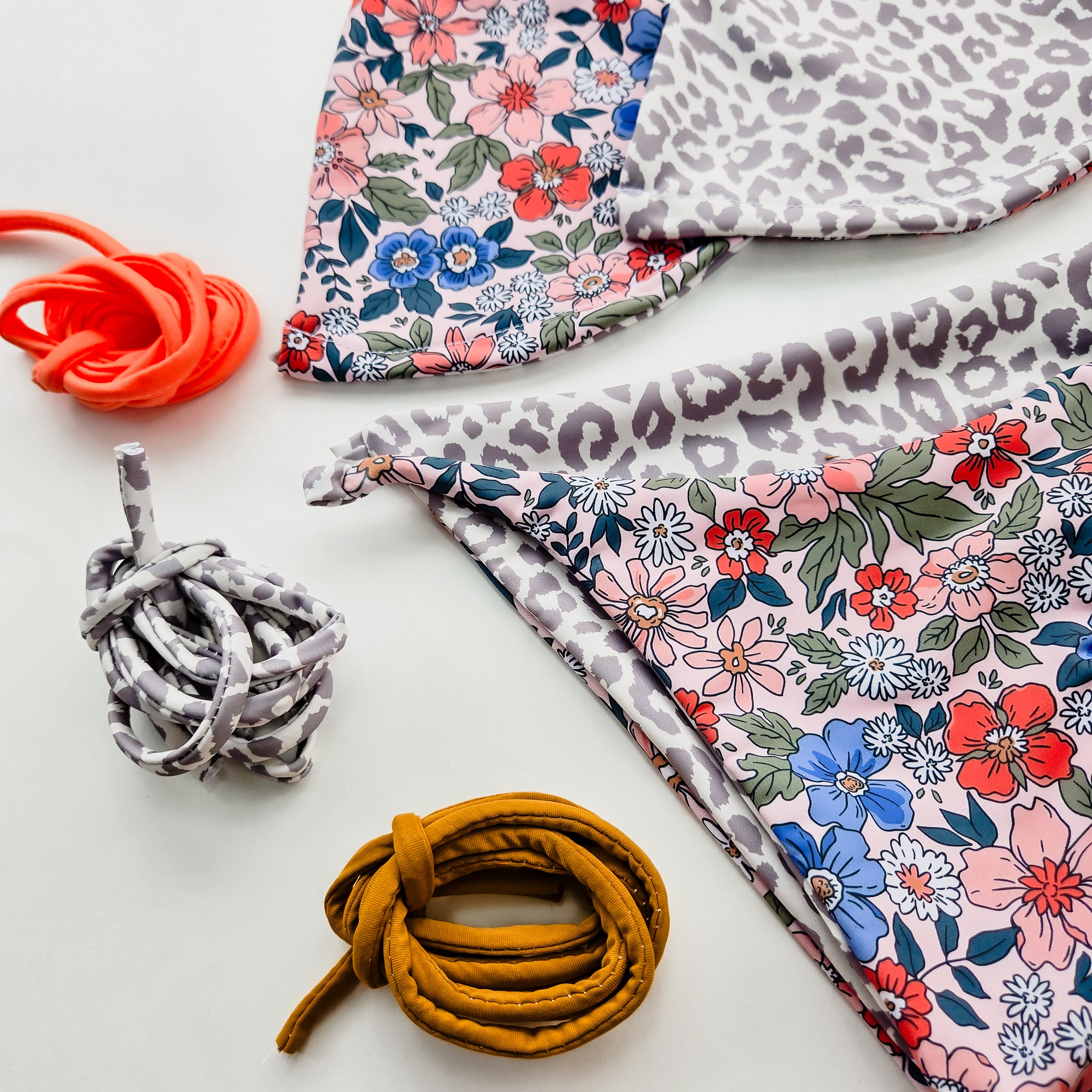 Floral and Leopard Reversiable Bikini Top Base