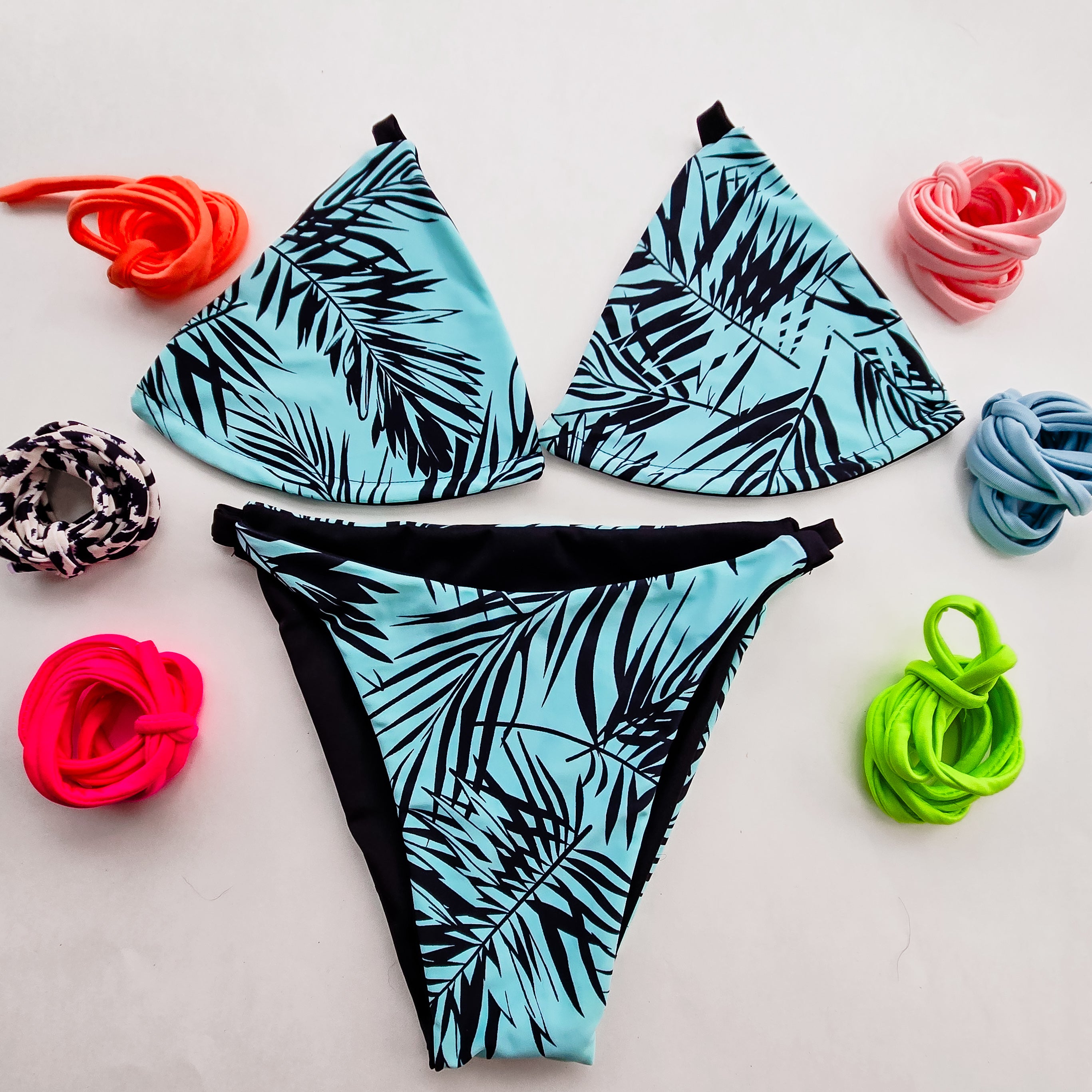 Tropical Palms Reversiable Bikini Top Base